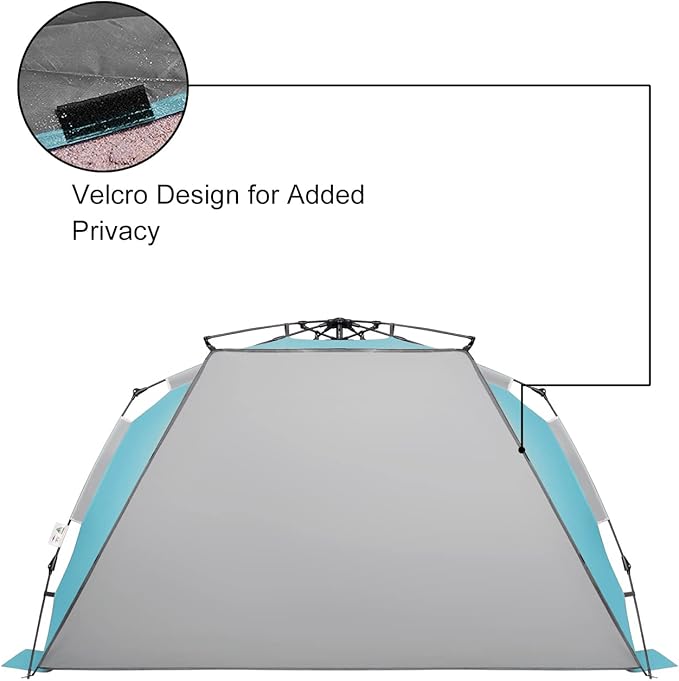 Oileus XX-Large Pop Up Beach Tent Sun Shelter for 5-6 Person Portable Sun Shade Instant Tent for Beach with Carrying Bag Stakes 6 Sand Pockets Anti UV for Fishing Hiking Camping Sky Blue