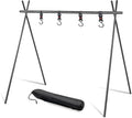Foldable Tripod Camping Hanging Rack - 4 Hooks Outdoor Cookware Storage Portable Outdoor Camping Folding Rack