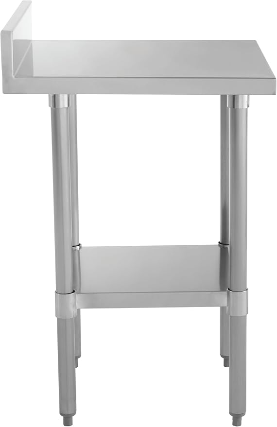 Kratos Stainless Steel Kitchen Prep Table 24 Dx24 W with Backsplash and Undershelf NSF Worktable for Restaurants - 18ga/430SS (28W-063)