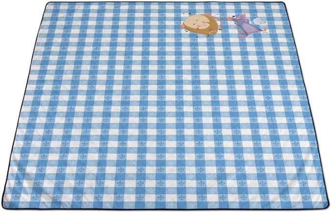 Picnic TIME Disney Pixar Ratatouille Impresa Picnic Blanket Lightweight Folding Beach Blanket with Carry Backpack Machine Washable Water Resistant Fleece Picnic Mat (Black and White)