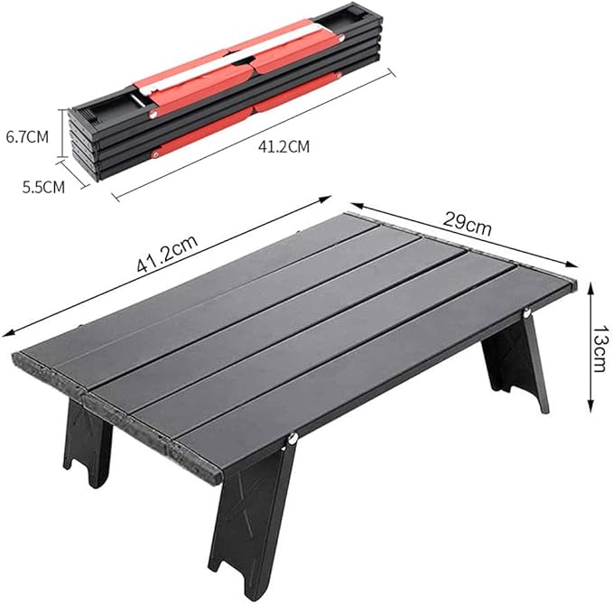 Mini Folding Camping TablePortable Folding TableAluminium Portable Folding Dining TableTent Camping TableEasy to Carryfor Camping Hiking Picnic Travel BBQBlack