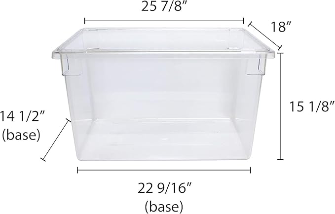 TrueCraftware- 22 Gallon Clear Food Storage Box Polycarbonate 18 X 26 X 15- Food Storage Container Meal Prep Food Storage for Home Cafeteria Kitchen Pantry Organization Dishwasher Safe