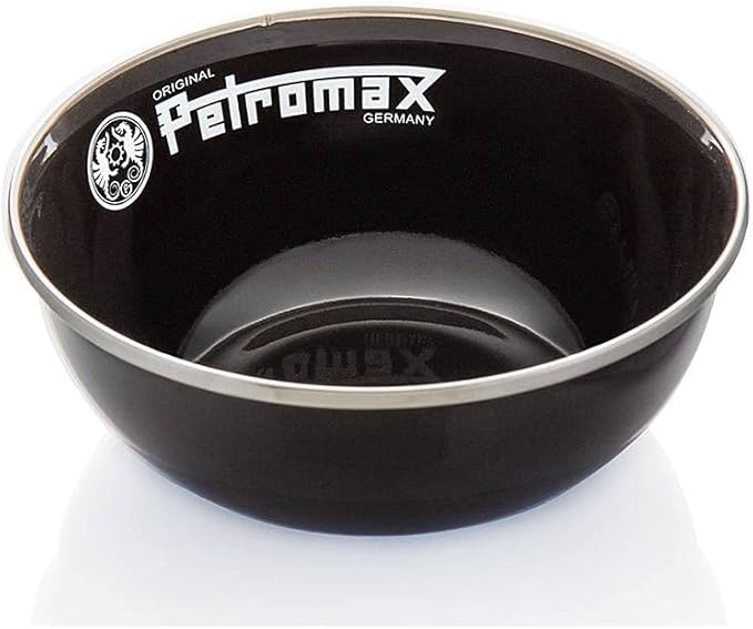 Petromax Enamelware Dinnerware Bowls Traditional Lightweight Enameled Steel Tableware for Kitchen and Camping 2 Pack for Hot or Cold Food 20.3 oz Black