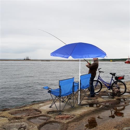 Camping Chairs Folding Double Chair with Removable Umbrella Cup Holders Cooler Bag Side Pocket &amp Carry Bag for Beach Outdoor Sports Concerts Travel Picnic