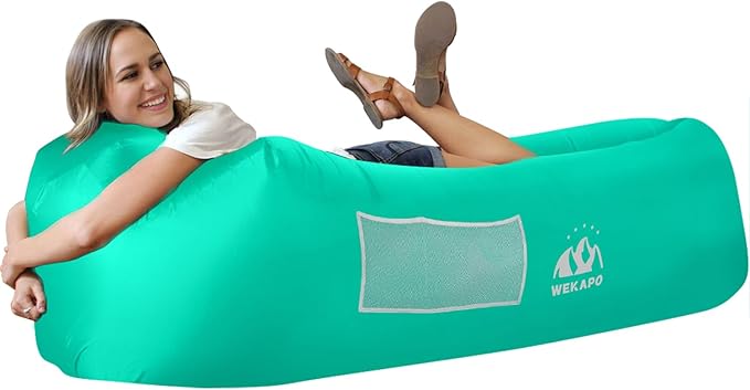 WEKAPO Inflatable Couch Air Lounger Chair - Camping &amp Beach Accessories Portable Blow up Sofa for Hiking Lawn Indoor/Outdoor Movies &amp Music Festivals. Lightweight and Easy to Set Up Air Ham
