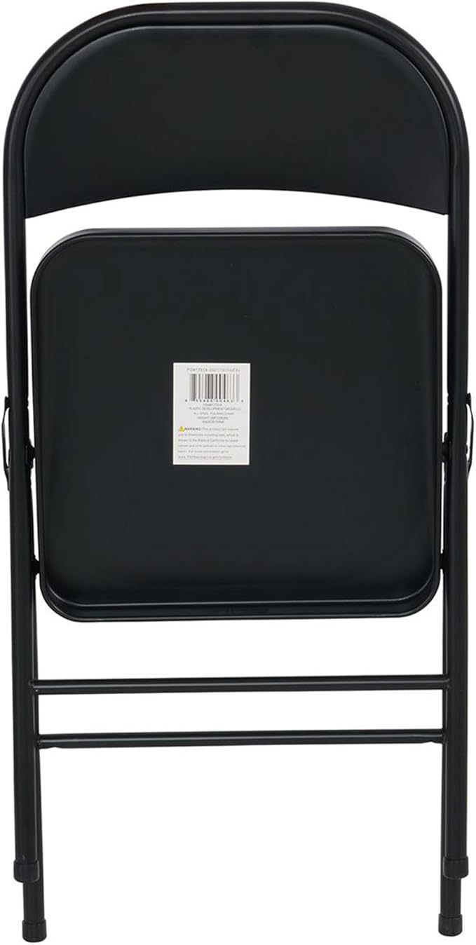 Steel Folding Chair with Cross Leg Braces Construction and Foot Caps for Study Rooms Conferences and Office Use Black 6 Pack