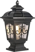 Outdoor Column Lights IP65 Waterproof Garden Post Light Fixture Aluminum Glass Pillar Lights Outdoor Fence Column Cap Light External Patio Landscape Post Lamps (Black)