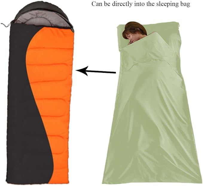 Sleeping Bag Liner Travel Sheets for Hotel Camping Sheets Travel Bed Sheets for Hotel Lightweight Single &ampDouble Compact Sleeping Bag Sack Breathable Travel Sleeping Bag for Hotels Adult Compact S