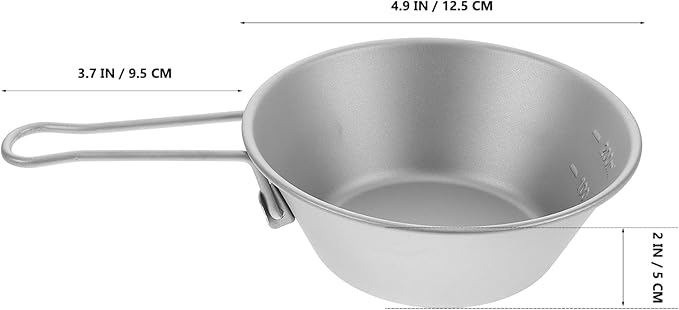 Camping Bowl Handle Titanium Folding Bowl for Outdoor Hiking Soup Dish for Travel