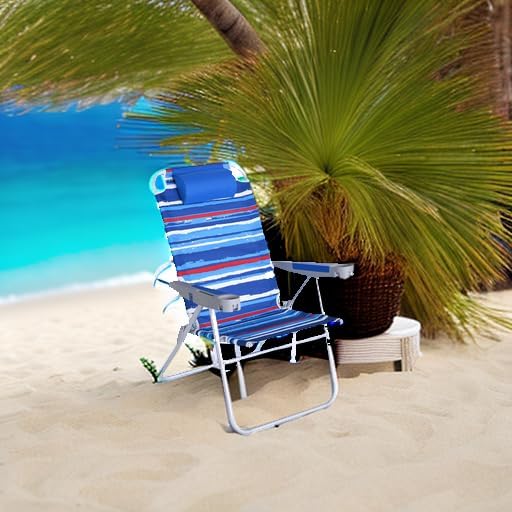 SUNNYFEEL Tall Folding Beach Chair Lightweight Portable Sand Chair for Adults Heavy Duty 500 LBS with Cup Holders Foldable High Camping Lawn Chairs for Camp/Outdoor/Picnic/Concert/Sports