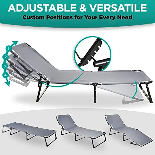ZONETECH Folding Cot &amp Pad Mattress 4 Position Adjustable Portable Premium Quality for Adult and Kids-Perfect for Camping Travel Patio Beach Indoor &amp Outdoor Activity (4-Pack)