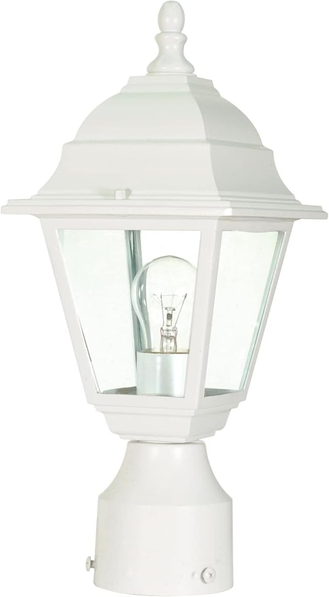 Ciata Outdoor Post Lights Outdoor Lamp Post Light Pole Post Lantern Lamp Post Outdoor Lighting Clear Glass White Finish. Voltage: 120 Wattage: 60 Clear Seeded Glass Panels.