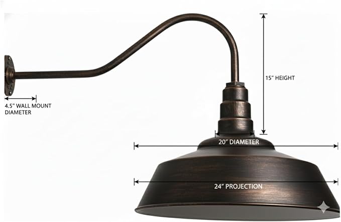 AGB101-AS18-DBZ Gooseneck Barn Light - BDARK Bronze Outdoor Dome with Incandescent Downlight | Wall-Mount Fixture for Patios Gardens Pathways and Large Outdoor Living Spaces