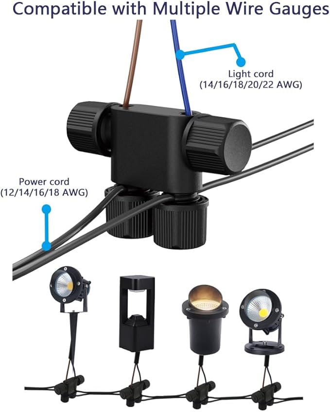 NETEHA 20 Pack Low Voltage 12-18 Gauge Wire Connectors for Landscape Lighting Pathway Lights Outdoor LED Lights