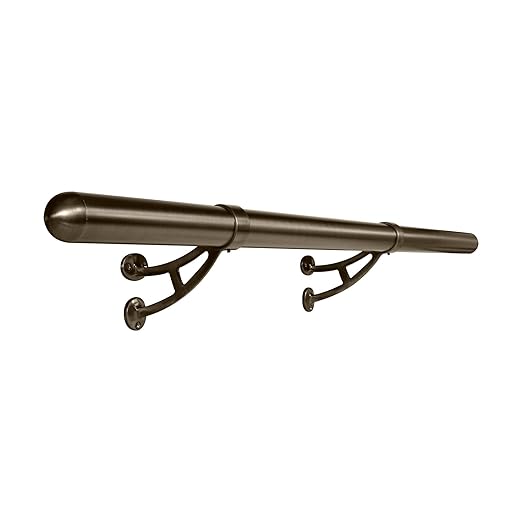 Outwater 2 Diameter x 2 Feet Long Solid Brass Bar Mount Foot Rail Kit – Antique Brass Finish with Domed End Caps