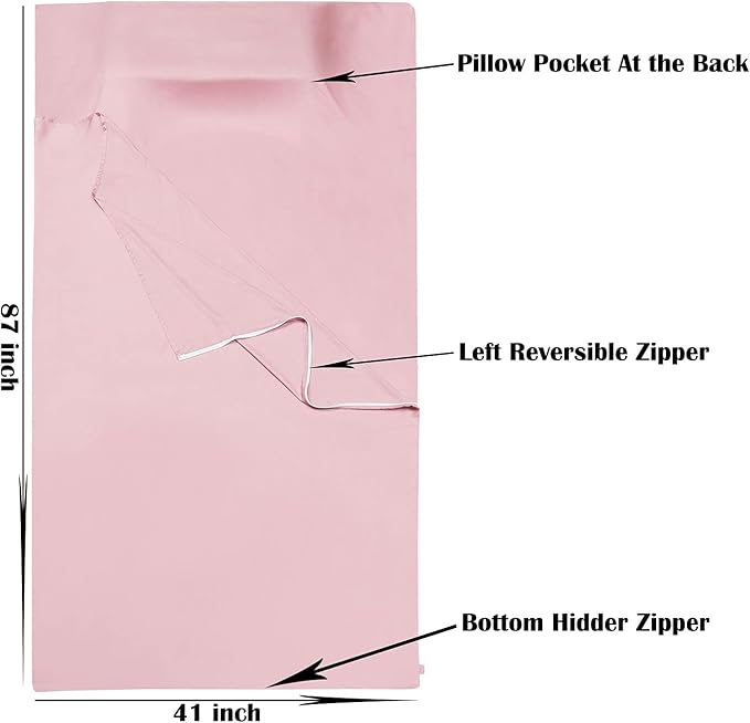 Tencel Lyocell Sleeping Bag Liner with Zipper - 100% Austrian Lenzing AG Tencel - Soft Silky Smooth Sleep Sack Adult - Travel Sheet for Hotel/Backpacking Pure Silk Sleep Mask Included