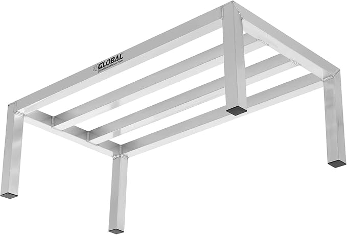 Global Industrial Aluminum Dunnage Rack 3000 Lbs Load Capacity 24 W x 18 D x 12 H Commercial Food Service Storage Rack for Restaurants Kitchen Warehouse Supermarket