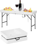 Party Ice Cooler Folding Table Fill and Chill Table with Drain Hose 5 Foot Beverage Ice Tables for Party Picnic BBQ Camping