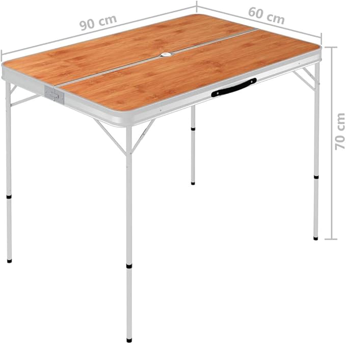 Outdoor RecreationFolding Camping Table with 2 Benches Aluminium BrownSporting Goods