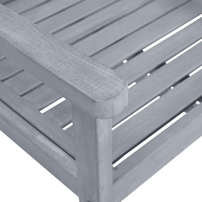 Outdoor Chair Set of 2 Grey Solid Acacia Wood Standard Durable Patio Seating for Garden Balcony Dining