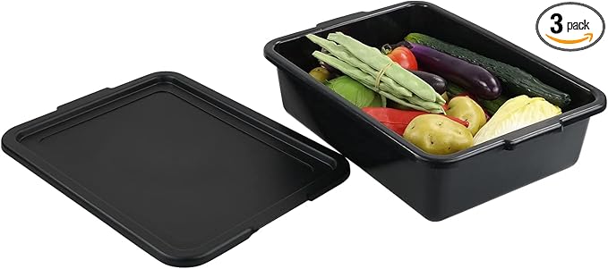 Xyskin Storage Utility Bus Tote with Lid Restaurant Commercial Bus Box 3 Packs