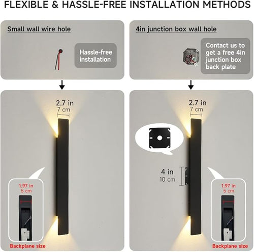 15.7in Modern Outdoor LED Wall Sconce Waterproof Aluminum Wall Light 18W 3000K Warm White Global Voltage 110V-240V Vertical &amp Horizontal Mount for Porch Patio Entryway Indoor &amp Outdoor