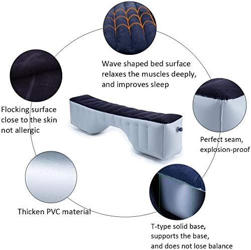 Auto Inflatable Car Travel Mattress Back Seat Gap Pad Air Bed Cushion Camping Air Couch (Navy)