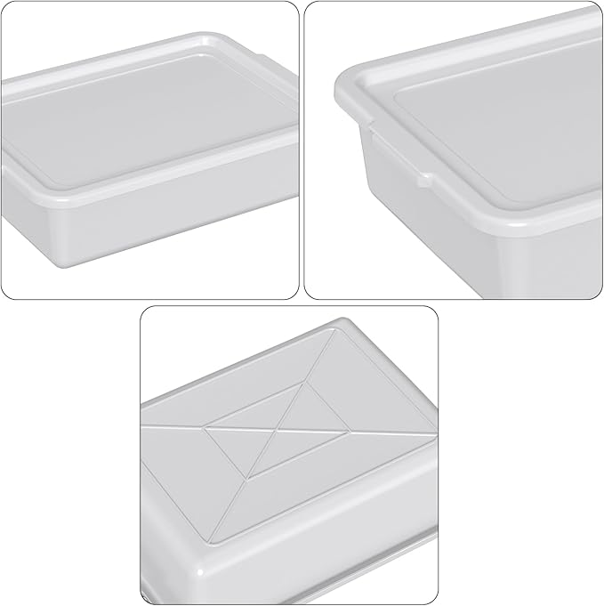 12 Pack 13 Liter Commercial Bus Tub with Lids Plastic Bus Box with Lid Gray