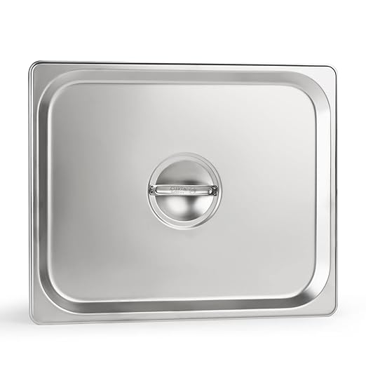 CURTA 6-Pack 1/2 Size Steam Table Pan Covers with Handle NSF Certified 18/8 Stainless Steel Hotel Pan Lids for Catering Buffet Restaurant Commercial Kitchen Dishwasher Safe