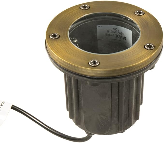 12V Brass In-Ground Well Light (Open Top) with 5W 2700K Warm White MR16 LED Bulb &amp PVC Sleeve for Low Voltage Landscape Lighting of Outdoor Pathway Garden Shrubs Columns or Trees