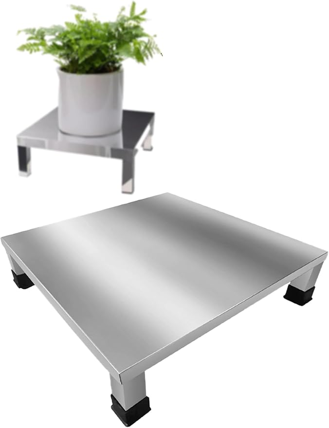 Stainless Steel Storage Racks ShelvesDunnage Rack Commercial Food Floor Rack 1100IbsHeight 20cm/7.9inCapacity for Storage in Restaurants Garage and Vehicles(45x45x20cm)