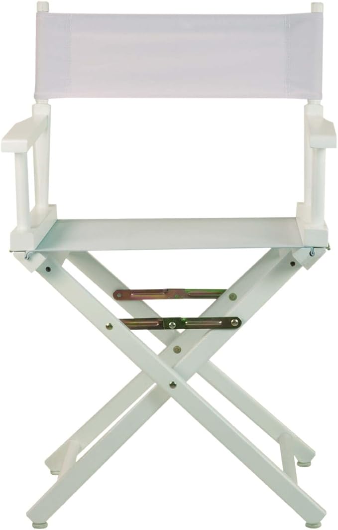 Director's Chair with Built-in Armrests and Foldable Design for Easy Storage Lightweight Durable Frame Perfect for Indoor or Outdoor Seating White Canvas/18 in White Frame