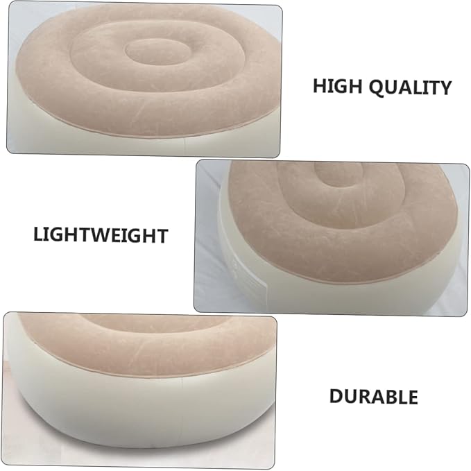 Inflatable Travel Foot Stool Flocking Lazy Stool Quick Inflation for Car Airplane Office Desk