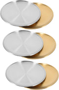 6pcs Stainless Steel Salad Plates Dinner Metal Dishes Stylish Gold Silver Food Serving Platter for Camping Outdoor Parties Bbq Appetizers