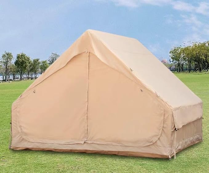 Inflatable Tent Camping Shelter Pump Included 4 Season Oxford Cloth Cabin Style Glamping House Dual Door 12 Mesh Window Ventilation Portable Carry Bag Family Outdoor Basecamp 4-6 People