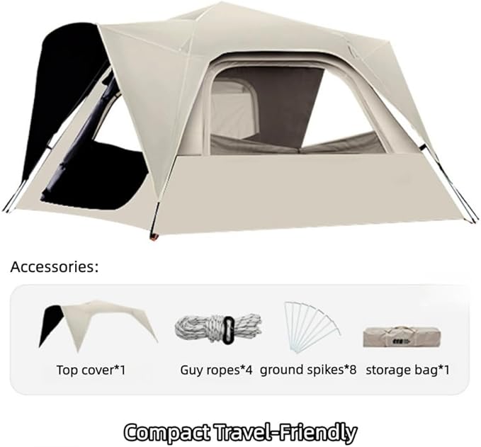 Camping Tents Reactive Outdoor Tent 4 Person Tent Instant Tent Tents for Camping Tent with Brim Water Resistant Sunproof Outdoor Glamping House