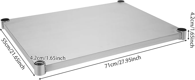 Eapmic Undershelf for Work Tables Adjustable Lower Shelf Stainless Steel Bottom Shelf Add for Commercial Prep Table Restaurant Kitchen Bakery Garage Workshop Use (27.95x21.65in A)