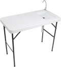 VINGLI Outdoor Folding Fish and Game Cleaning Table w/Sink| Portable &amp Durable Standard Garden Connection Upgraded Drainage Hose Stainless Steel (Classic)…