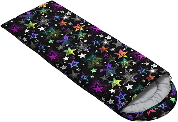 Kids Sleeping Bag for Boys and GirlsMixed Color Star Dot-Lightweight Warm Portable Outdoor Indoor-Waterproof Cold Weather Resistant Sleeping Bag for Camping Hiking