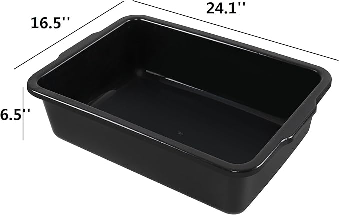 4 Pack 34 Liter Large Commercial Bus Boxes Plastic Utility Restaurant Bus Tub Tray Black