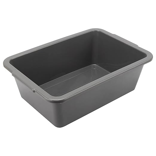 ZOENHOU 4 Pack 13 L Bus Tubs Plastic Bus Box Gray Tubs Commercial Bus Box Wash Basin Tote Boxs for Pantry Washing Dishes 5 Inch Deep