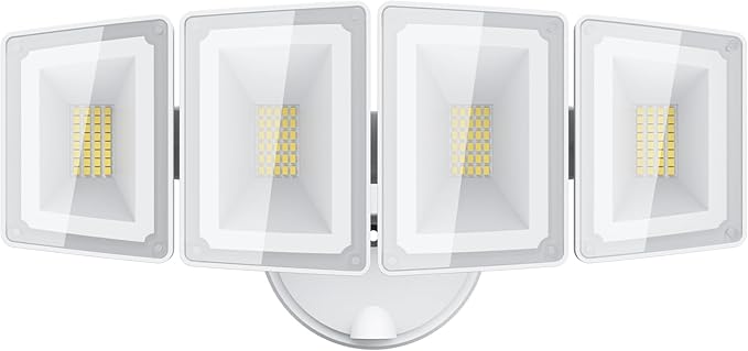 USTELLAR 100W 10000lm Floods Light Outdoor Switch Controlled LED Security Lights with 4 Adjustable Heads 5000K Daylight IP65 Waterproof Bright Exterior LED Flood Light Hardwired Yard-White