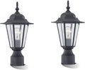 WISBEAM 2 Packs Outdoor Post Light Pole Lantern E26 Base 60W Max Aluminum Housing Plus Glass Wet Location Rated ETL Qualified Bulbs not Included Black