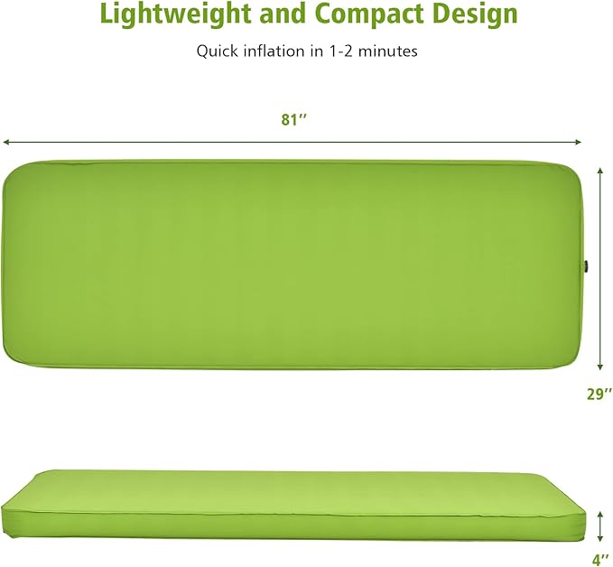 Giantex 4 Inch Self Inflating Camping Mat Green Compact Inflatable Lightweight