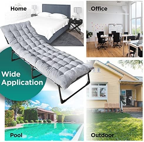 ZONETECH Folding Cot &amp Pad Mattress 4 Position Adjustable Portable Premium Quality for Adult and Kids-Perfect for Camping Travel Patio Beach Indoor &amp Outdoor Activity (4-Pack)