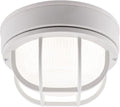 YoonLIT 8.0 inch Outdoor Round LED Bulkhead Light Fixture Wall or Ceiling Flush Mount Waterproof for Porch Basement Hallway Balcony 11.5W 900 Lumens 5000K White Finish 1-Pack