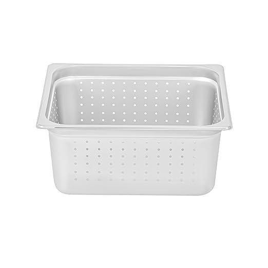 Restaurantware Steam Table Pan 1 Pack of Half Size Stainless Steel Perforated Hotel Pan Anti-Jam 6 Inch Deep Silver Commercial Kitchen Pan 24 Gauge