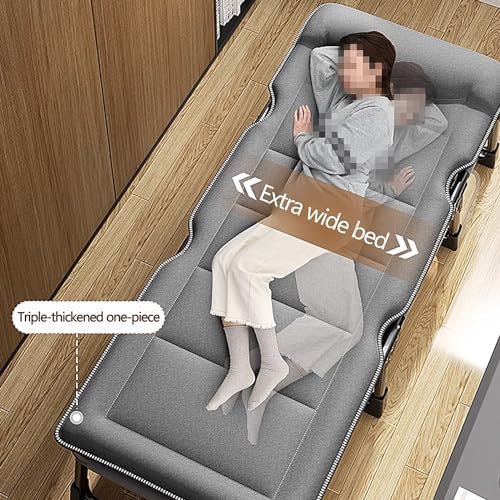 Folding Bed with Mattress Adjustable Backrest Camping Cot for Adults Compact Portable Spare Guest Bed with 3D Headrest