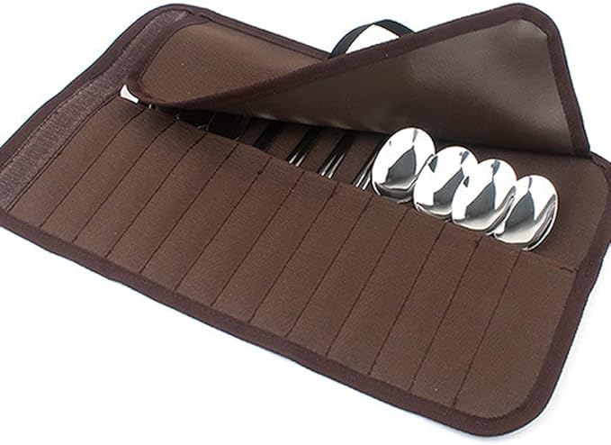 13 Piece Stainless Steel Family Cutlery Picnic Utensil Set with Travel Case for Hiking Camping Hiking Barbeque Travelling Forks Spoons Chopsticks for 4 Persons