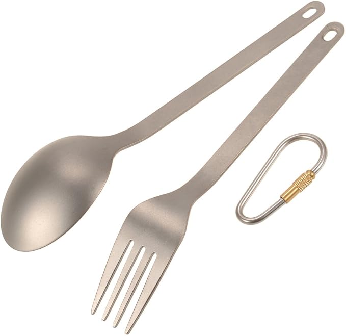 Spoons and Forks Set Flatware Cutlery Set Portable Design Mirror Polished Kitchen Utensil for Home Outdoor Camping Hiking BBQ Picnic Dishwasher Safe (Fork &amp Spoon)